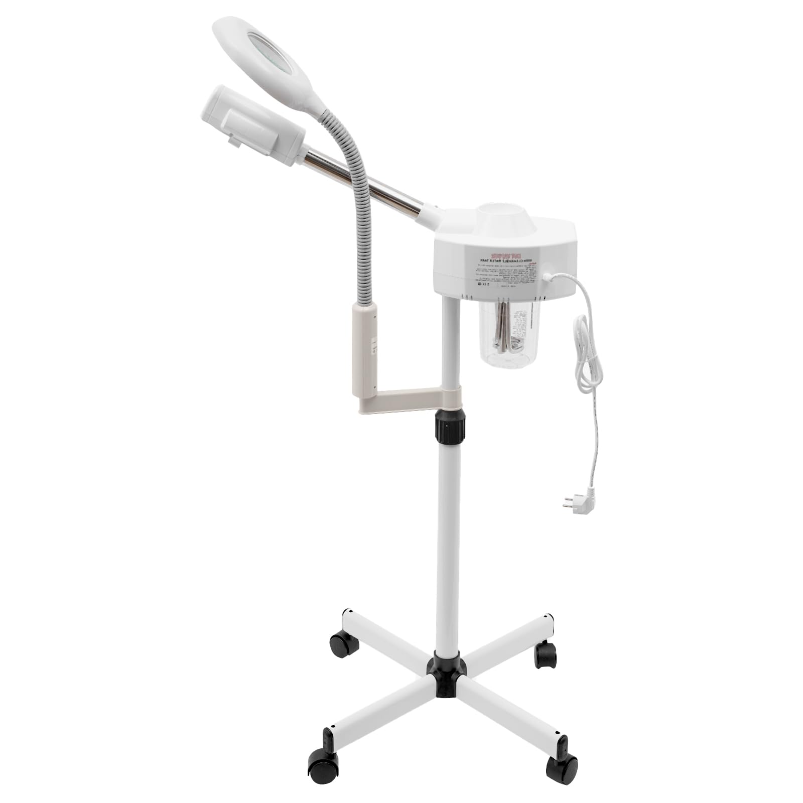 Vaporizador facial 2 en 1, 800 W, vaporizador LED con 5 lupas luminosas, dispositivo de vapor facial giratorio 360°, pulverizador de spa móvil para casa y salón de belleza