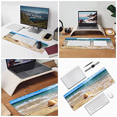 Tapis de souris imperméable Ocean Seashell grand format avec base en caoutchouc antidérapant