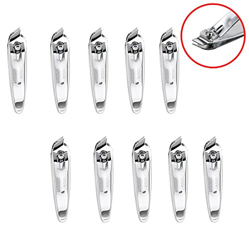10 Pieces Finger Toe Nail Art Side Slant Edge Clipper Cutter Manicure Pedicure Trimmer, Silver Color