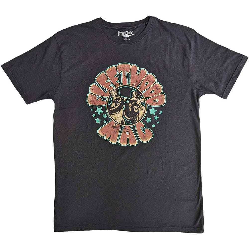 Fleetwood Mac T Shirt Stars and Penguins Band Logo Official Unisex Black L