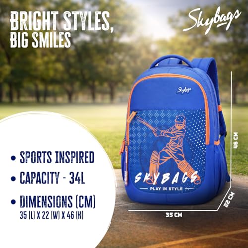 Image of Skybags Klan Plus 37L Casual Backpack for Boys & Girls with 3 Compartments & Adjustable Shoulder Strap | Quick Access Front Pocket | Pencil Pouch | Perfect for School & Travel- Unisex
