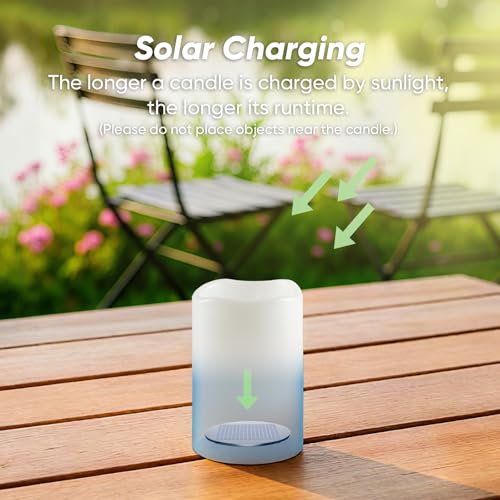 Image of Homemory Large Solar Candles Outdoor Waterproof, 4 inchx6 inch, Dusk to Dawn, Solar Powered Flameless Candles for Outdoor, Lanterns