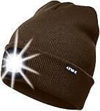 ATNKE LED Beleuchtete Mütze,Wiederaufladbare USB Laufmütze mit Licht Extrem Heller 4 LED Lampe Winter Warme Stirnlampe für Herren und Damen Geschenke/Kaffee