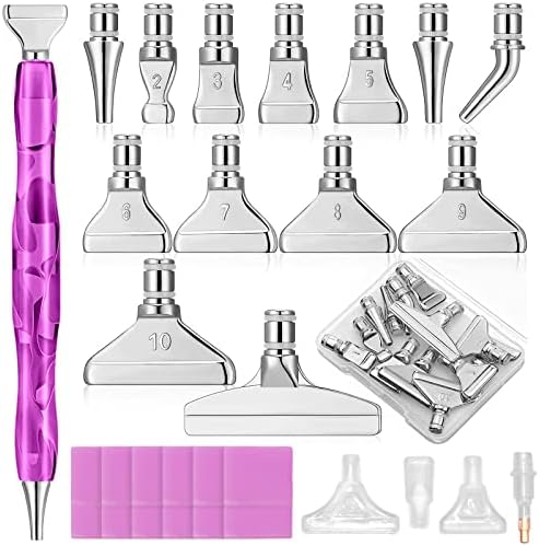 ZYNERY 30 PCS Diamond Painting Pens Kit, 13 PCS Stainless Steel Tip for Diamond Painting Accessories with 12 Clay, Diamond Art Pens 5D Diamond Painting Tools for DIY Craft (Purple)