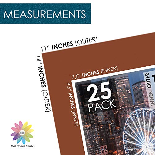 Mbc Mat Board Center, Pack Of 25, 11X14 Mixed Colors White Core Picture Mats For 8X10 Photo + Backing + Bags #TOP3