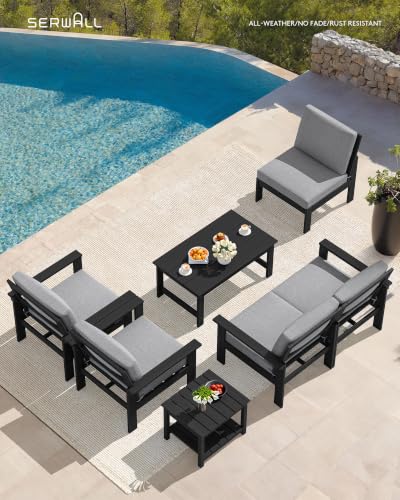 Image of SERWALL HDPE Outdoor Patio Furniture Set Outdoor Couch