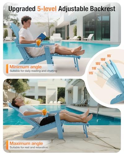 image for YEFU Adjustable Adirondack Chair with Footrest, 5-Level Adjustable Adi