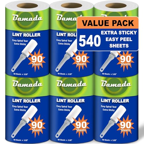 Brosse Anti Poils Animaux 540 Feuilles très adhésives - Extra Collant Rouleau adhesif Vetement, Brosse Adhesive Poils Animaux (Vert)