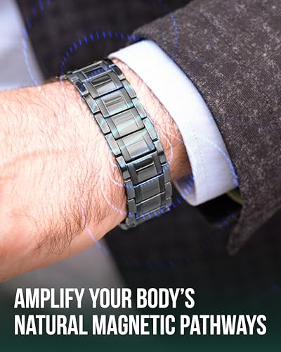 Image of MagnetRX 3X Strength Titanium Magnetic Bracelet - Magnetic Bracelets Men - Premium Fold-Over Clasp & Adjustable Length with Sizing Tool