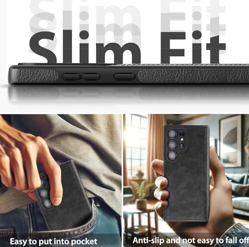 Image of MOBILOVE PU Leather Flexible Back Case Cover for | Samsung Galaxy S25 Ultra 5G (Black)