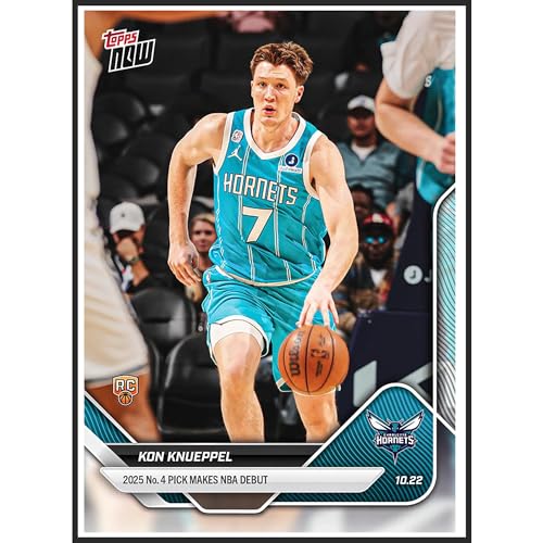 2025 Topps Now Kon Knueppel #10 2025 Number 4 Pick Makes NBA Debut Charlotte Hornets Rookie RC Basketball Card