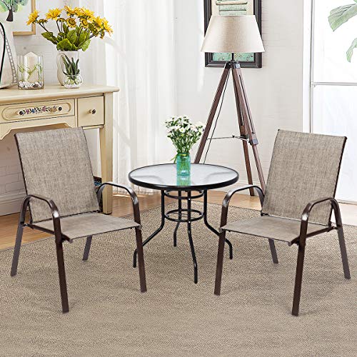 Image of Giantex 2 Piece Patio Chairs, Outdoor Camping Chairs with Breathable Fabric, Set of 2 Garden Chairs with Armrest High Backrest for Garden Patio Pool Beach Yard Space Saving (1, Grey)