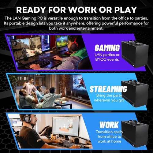 Image of LAN Gamer 8.1L Mini ITX Desktop RTX 5060 Ti 8GB, Intel 20-Core Ultra 7 265KF, 32GB DDR5 RAM, 2TB Gen4 NVMe SSD, SFF PC w /Windows 11 Pro, 3-Year Warranty, RGB Keyboard+Mouse, Internal Wi-Fi 6E (Black)