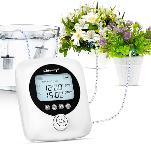 Chtoocy Automatic Plant Waterer for 30 Potted Plants - 98FT Dual Pumps Automatic Watering System, Vacation Self Watering Drip Irrigation System & Plant Watering Device with Programmable Water Timer