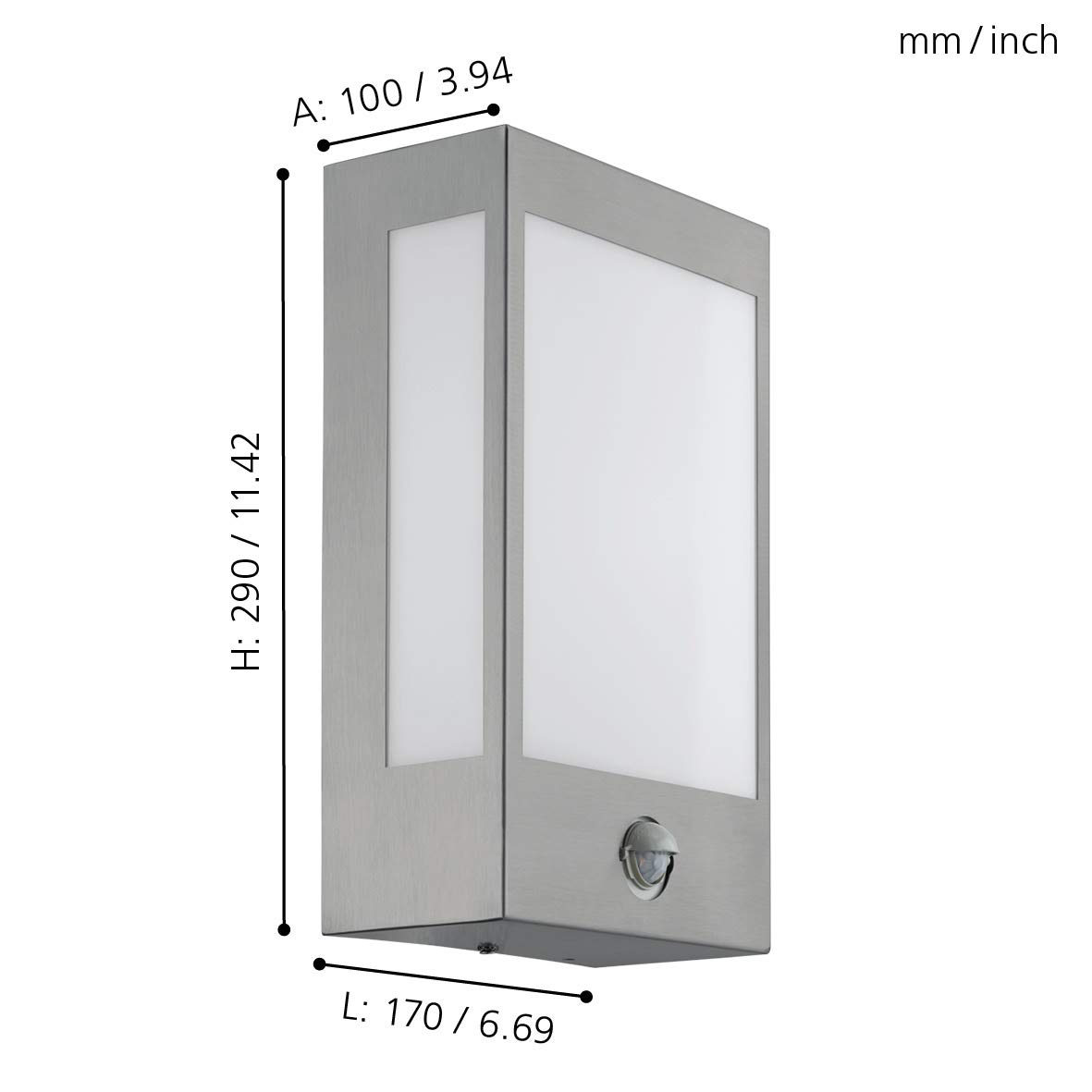 EGLO LED Outdoor Wandlamp Nadela, 2 lichts buitenlamp, wandlamp van roestvrij staal, kleur: zilver, glas: wit, gesatineerd, IP44
