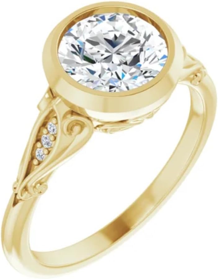 1.5 CT Moissanite Handmade Engagement Ring Bridal Wedding Ring for Women, Bezel Style Design, Promise Gifts for Her Solitaire