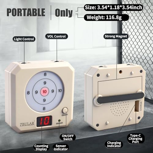 Image of ZBULAR 3rd Dry Fire Training System,Portable Glass Fiber Digital Laser Target Compatible with Laser Strike System Most of Training Cartridges 9mm /22lr for Practive Type-C Charging, LED Display