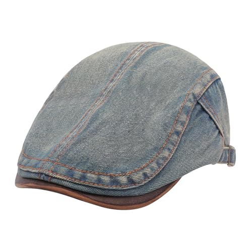 Image of ZLYC Men Cotton Flat Cap Summer Scally Ivy Gatsby Newsboy Beret Driver Cabbie Hunting Hat