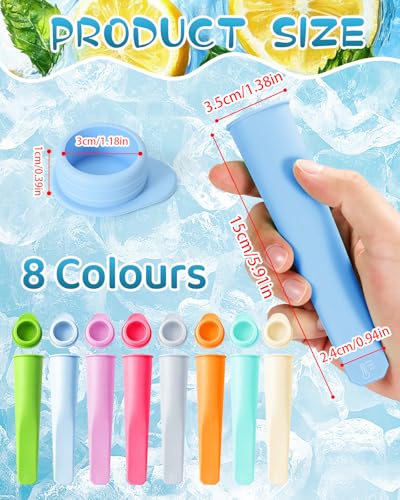 8-Pack Silicone Popsicle Mold with Lids, Ice Lolly Moulds with Folding Funnel, BPA Free, Easy Clean, Flexible & Reusable Ice Pop Makers for Craft Popsicle, Easy Release & Stackable - Image 3