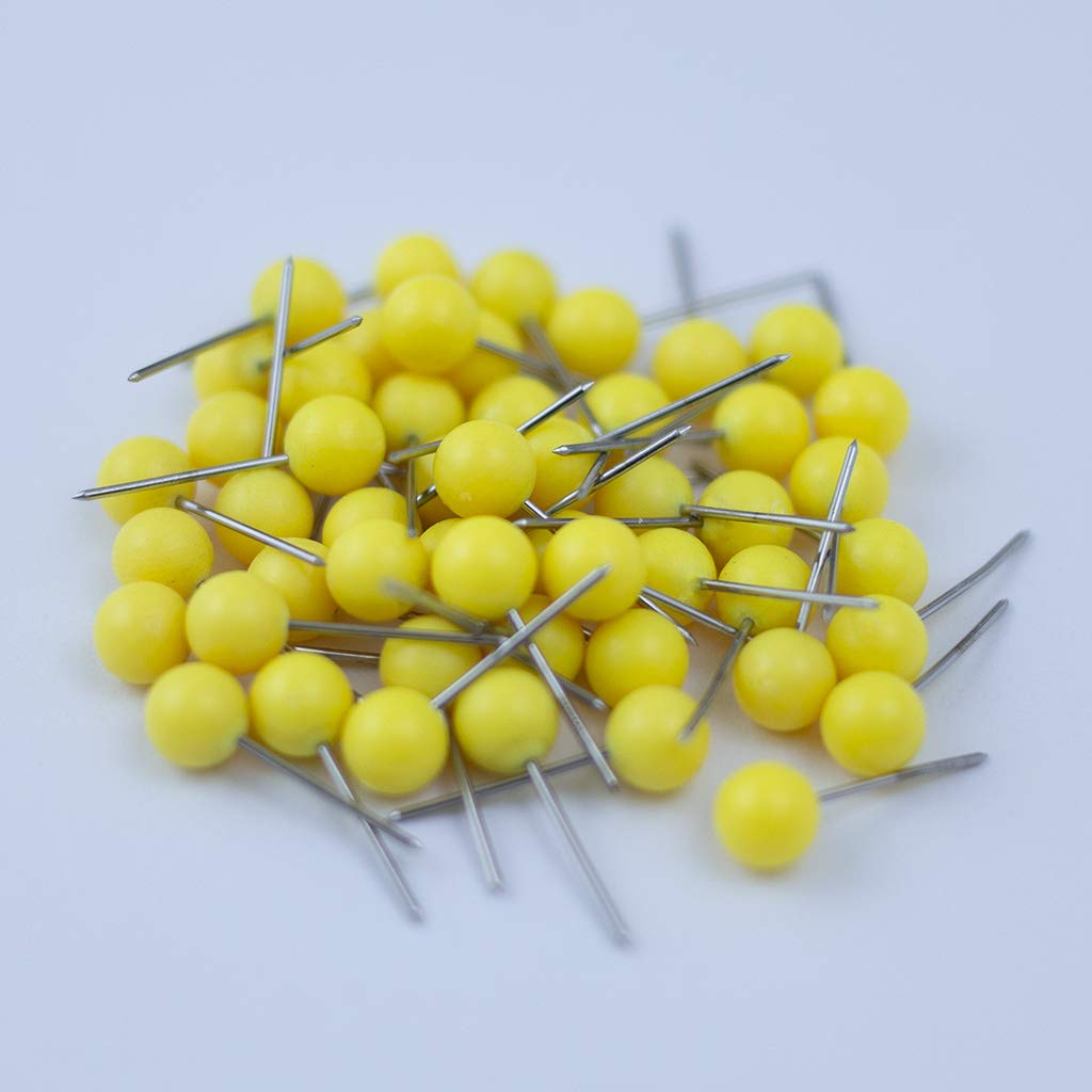 Push Pin Tacks for Photo Wall, Whiteboard, Cork Board, Map, Bulletin Board, Office or Home | 5 mm Head, 11 mm Point | Designed in The USA | Yellow, Pack of 50