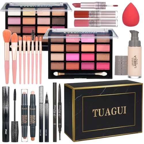 All-in-One-Makeup-Kit-for-Women-Full-Kit-Includes-EyeshadowFoundationEyelinerMascaraEyebrow-pencilContour-Stick-Makeup-Brush-Makeup-Sponge-Make-Up-Gift-Set-for-Women-Teens