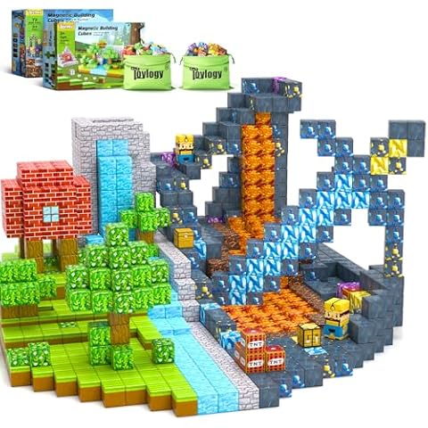 120PCS Magnetic Blocks-Build Mine Magnet World Set for Boys & Girls Age 3-5 6-8, STEM Sensory Toys for Toddlers Gifts for 3+ Years Old Girls Boys Cover