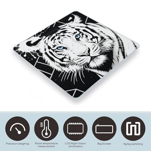 Báscula digital de baño Black White Tiger con pantalla LED miniatura 3