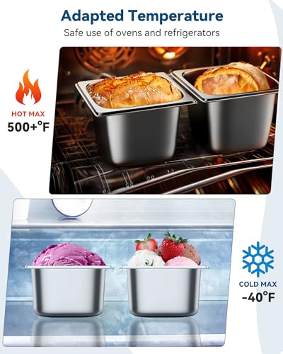 Image of ZeroPone 6 Pack Hotel Pans 1 /6 Size 4 inch Deep Steam Table Pan | 22 Gauge Anti Jam Commercial Food Pans for Hotel, Party, Buffet, Catering Supplies