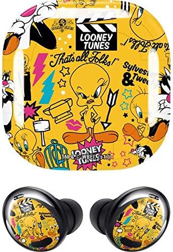 Skinit Decal Audio Skin Compatible with Samsung Galaxy Buds Pro - Officially Licensed Warner Bros Tweety and Sylvester Patches Design