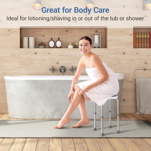 Douchekruk, ronde badkruk, 360 graden, douchestoel, draaibare douchestoel, in hoogte verstelbaar, 36-52 cm, anti-slip rubberen voeten, douche-hulp, badstoel, voor senioren, douchestoel, belastbaar tot - Afbeelding 7