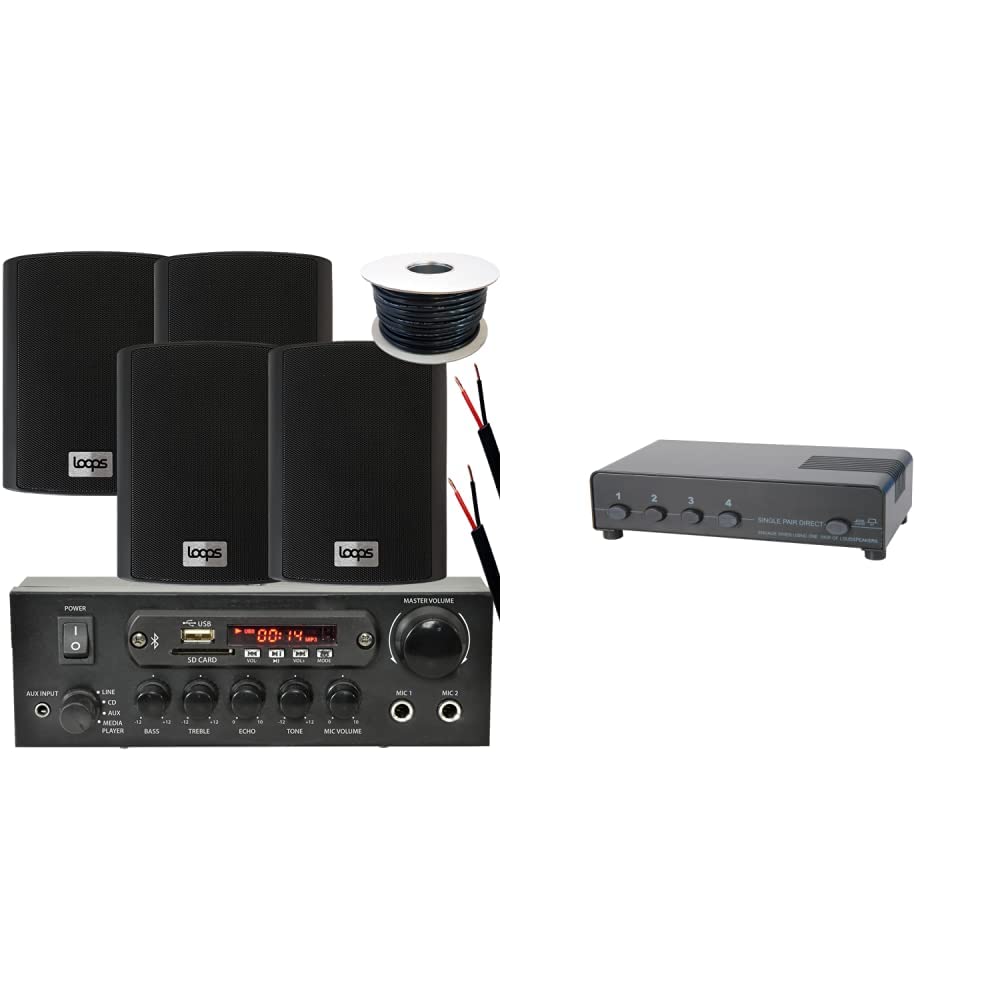 4x Black Outdoor Speaker Bluetooth System Kit Smart Home Echo