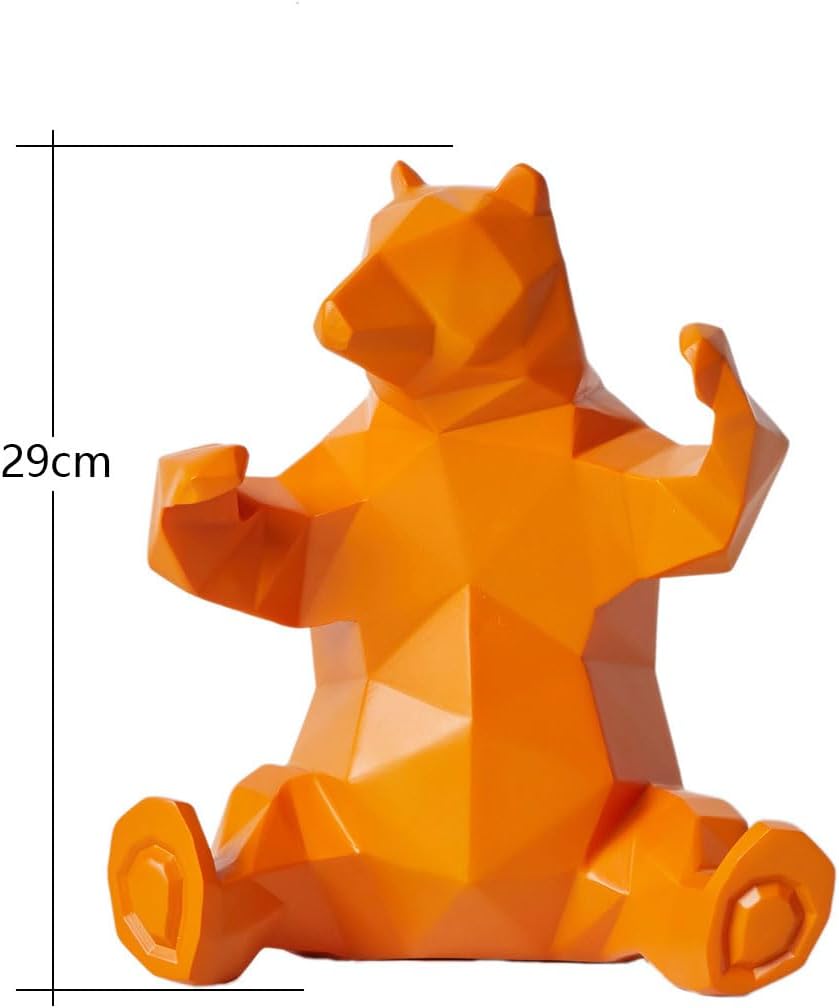 Bear Statue Sculpture Animal Figurine Modern Decor Gift Table Centerpiece Art for Home Bedroom Office Yellow 9.0 Inch
