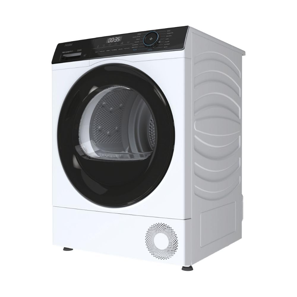 HAIER - Sèche-Linge Pompe à chaleur I-Pro Serie 3 HD80-A2939E-FR - Capacité de 8kg, 15 Programmes, Classe énergétique E, Départ différé 1-24h, Niveau sonore 66 dB(A), Connectivité App hOn