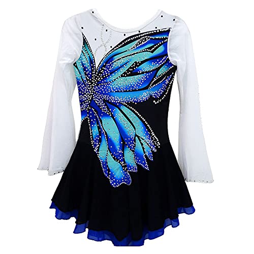 Vestido de patinação com boneco de gelo para meninas e meninas com strass para competição
