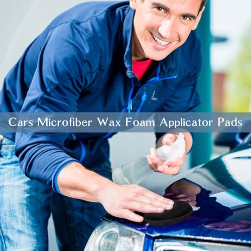 Image of Tanlade 50 Pcs Car Detailing Microfiber Applicator Pad Wax Applicator Wash Microfiber Pads, 5 Inch Diameter (Black)