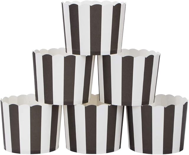 webake Muffin Cases Paper 50 Pcs Cupcake Wrapper Baking Cups Black Stripe for Wedding Party Birthday