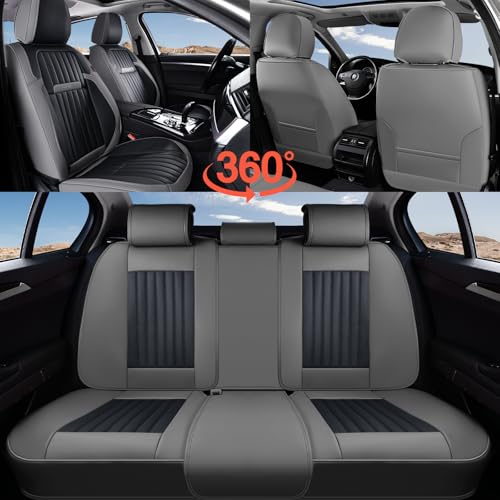 Image of Coverado Car Seat Covers Front Seats, Seat Covers for Cars, Car Seat Protector, 2-Pack Car Seat Cushion Nappa Leather, Waterproof Seat Covers Carseat Cover Universal Fit for Most Cars(Gray&Black)