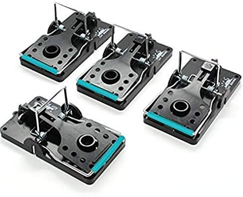 Rat Trap Outdoors, Set of 4, Reusable Indoor Pest Control Solutions for Trapping Large Rats, Chipmunks Squirrels. Instant Humane Kill Rodent Snap Traps That Work, A Better Effective Alternative