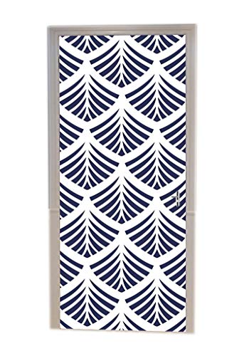 Sticker mural papier peint feuilles bleu vinyle lavable - 2