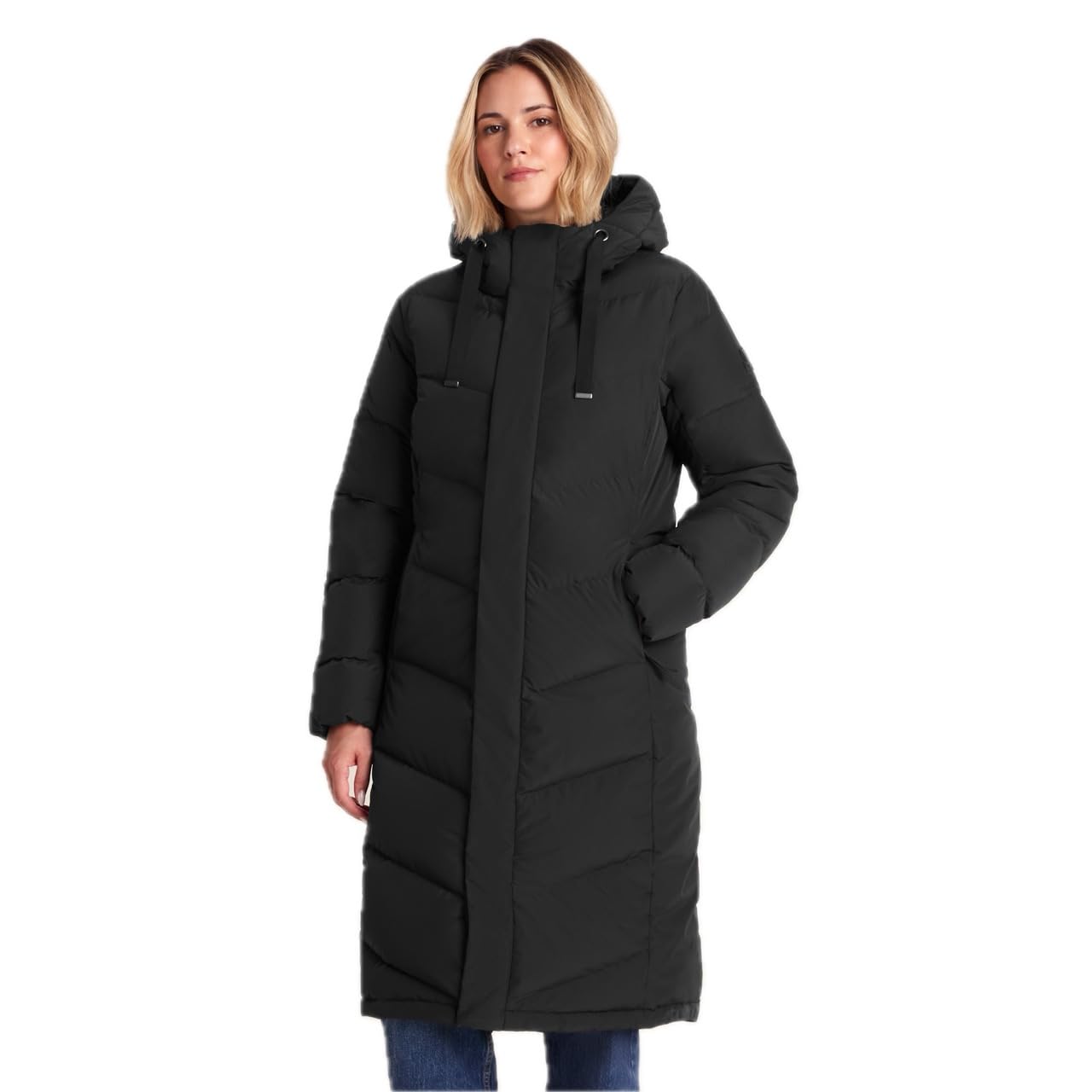 TOG24 Women's 'Raleigh' Luxe Long Shower Resistant Down Insulated Jacket in Black | Size: 14
