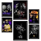 Nacnic Set de 6 Iconic Jordan Kobie Bryan Cuadros con ilustración de diseño para decorar las paredes del hogar Habitación A3 A4 Marco negro