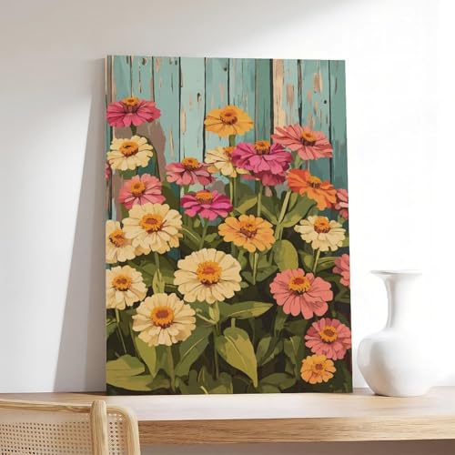 Poster sur toile rustique zinnia UTGN contre les murs vides