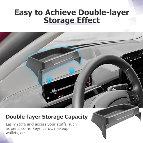 Image of LUWU 2026 Mustang Mach E Dashboard Storage Tray Compatible with Ford Mustang Mach E 2021-2026 Accessories Center Console Display Box Hidden Organizer Tray Behind Screen (Only Fit for 10.2-inch Screen)