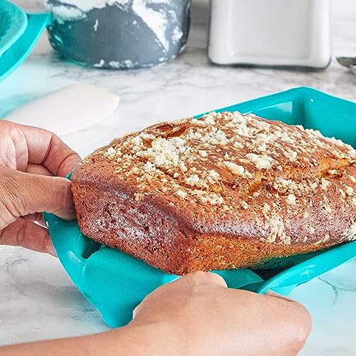 Juvale Silicone Baking Pans Set - 4-Piece Teal Set: Square, Rectangular, Round Cake & Pie - Nonstick Flexible Silicone Bakeware, Oven & Microwave Safe - Image 4