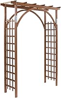VINGLI 85in Wooden Garden Arbor Arch - Sturdy Trellis for Climbing Plants, Wedding Ceremony Pergola, Backyard Lawn Decor (Brown)