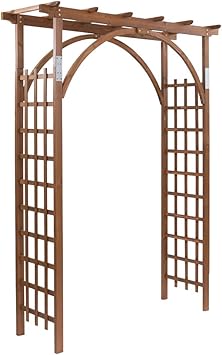 VINGLI 85in Wooden Arbor Garden Arch, Wedding Arch for Ceremony, Wood Trellis for Plant Climbing, Christmas Decor Pergola for Garden Backyard, Lawn (Brown)