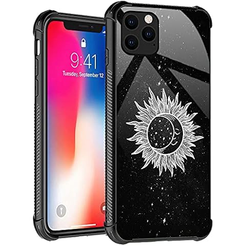 iPhone 13 Pro Case, Black White Sun Moon Pattern Design iPhone 13 Pro Cases for Men, Shockproof Anti-Scratch Case for Apple Cover