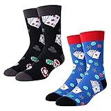HAPPYPOP Casino Gifts for Men - Gambling Gifts for Poker Lovers, Las Vegas Gifts, Novelty Poker Socks 2 Pack