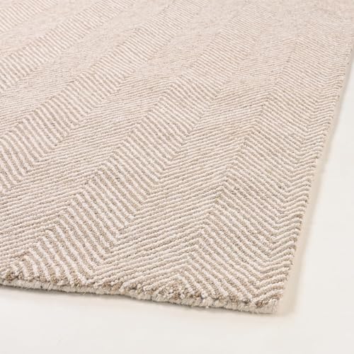 Tapete artesanal de lana contemporáneo 8'x10' beige miniatura 2