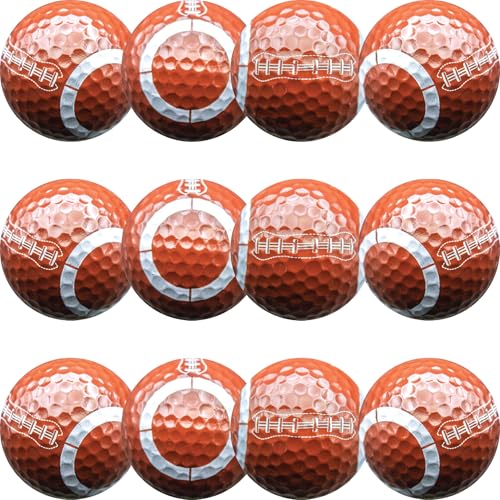 Gbm Football Novelty Golf Balls – Football Golf Balls Design For Players, Coaches, Sports Fans, Tournaments, League Play And Golfers Gifts, 12 Pack